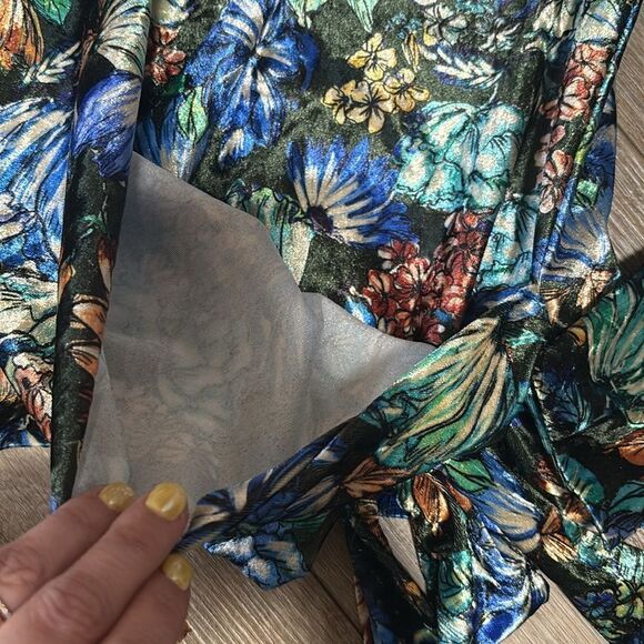 Zara Floral Wrap Top Crushed Velvet - Picture 4 of 5
